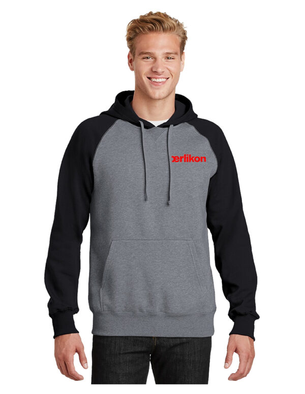 Oerlikon Mens Sport-Tek® Raglan Colorblock Pullover Hooded Sweatshirt