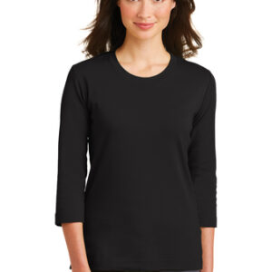 L517 Ladies Modern Stretch Cotton 3/4-Sleeve Scoop Neck Shirt
