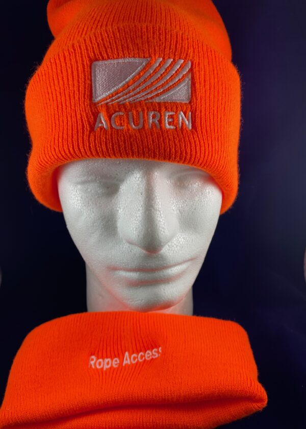 Knit Hat Neon Orange With Rope Access Logo