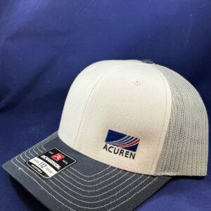 Richardson Tri White/Aluminum/Navy Mesh Back Cap OSFA (Please order in quantities of 12)