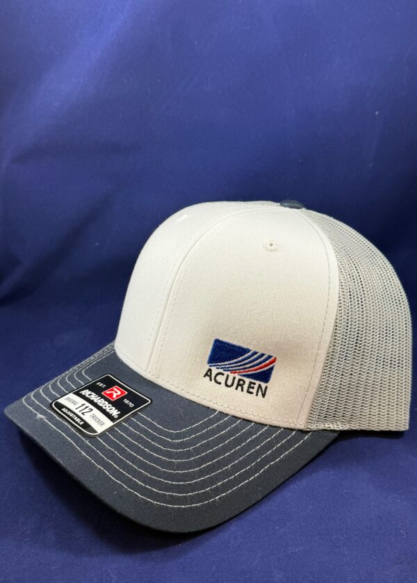 Richardson Tri White/Aluminum/Navy Mesh Back Cap OSFA (Please order in quantities of 12)