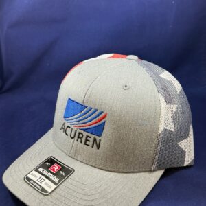 Richardson Heather Grey/Stars & Stripes Mesh Back Cap OSFA (Order in Quantities of 12)