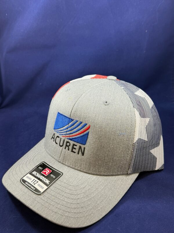 Richardson Heather Grey/Stars & Stripes Mesh Back Cap OSFA (Order in Quantities of 12)